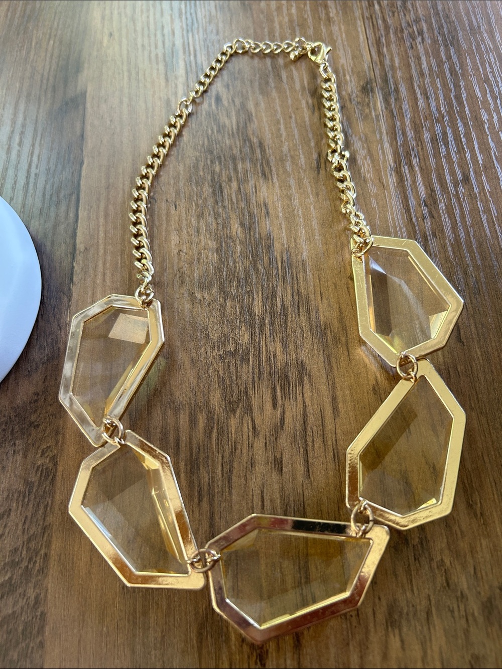 Gold-Tone Faceted Crystal Statement Necklace in Champagne - Picture 4 of 4